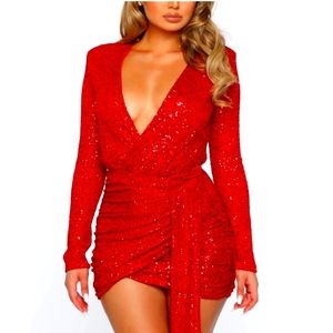 NWT Fashion Nova, Center Stage Sequin Mini Dress, Red, Women's Size XL, NWT